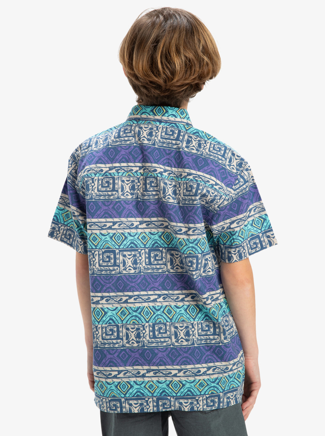 Quiksilver Boys Global Heat Short Sleeve Shirt (8-16 Yrs) - Aqua Sky - ManGo Surfing