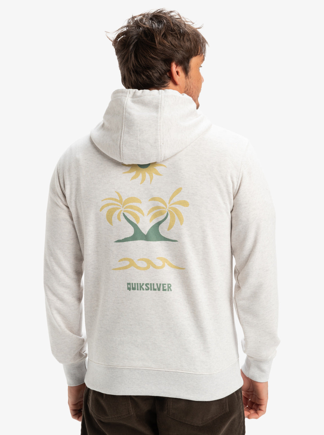 Quiksilver Mens Graphic Pullover Hoodie - White Marble Heather - ManGo Surfing