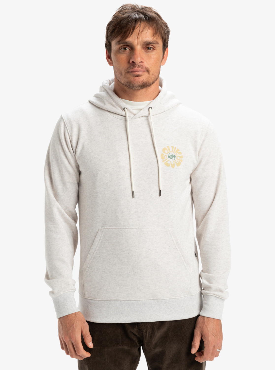 Quiksilver Mens Graphic Pullover Hoodie - White Marble Heather - ManGo Surfing