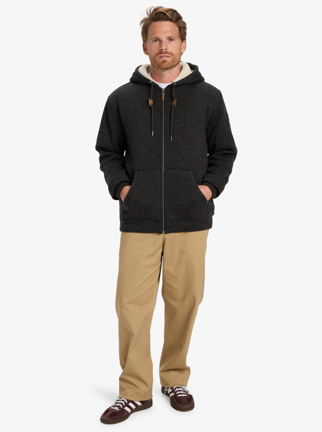 Quiksilver Mens Keller Full Zip Sherpa Hoodie - Black Heather