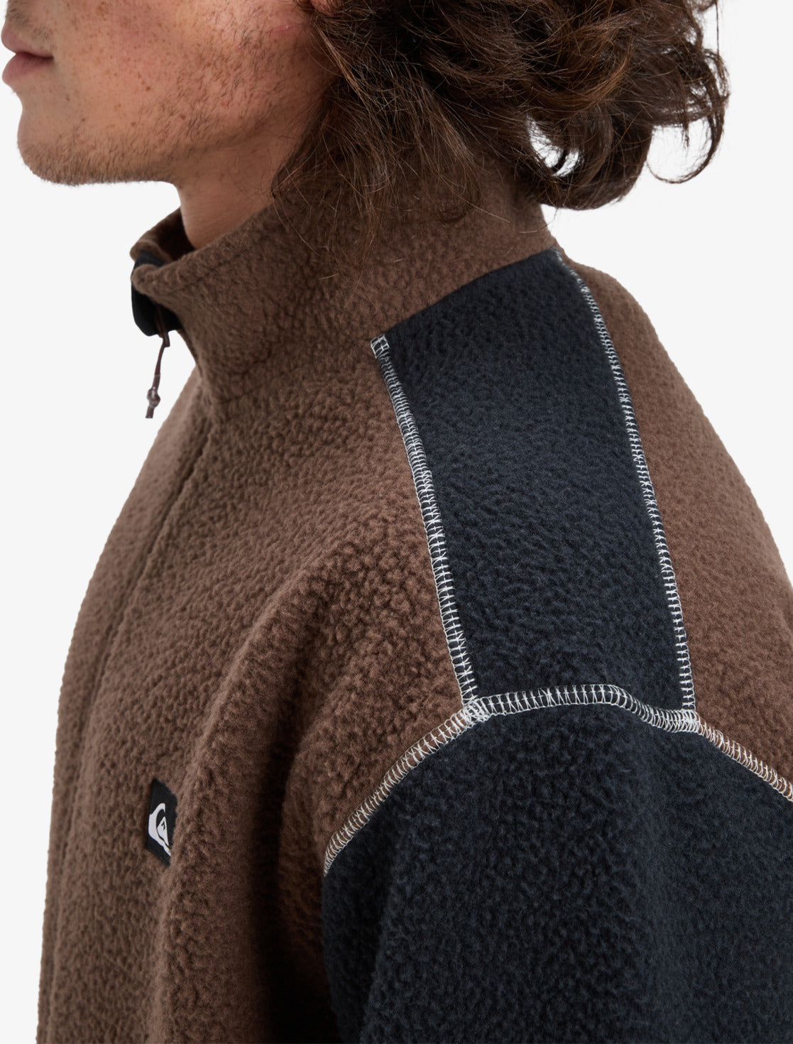 Quiksilver Mens Clean Coast Block Full Zip Fleece - Chocolate Brown