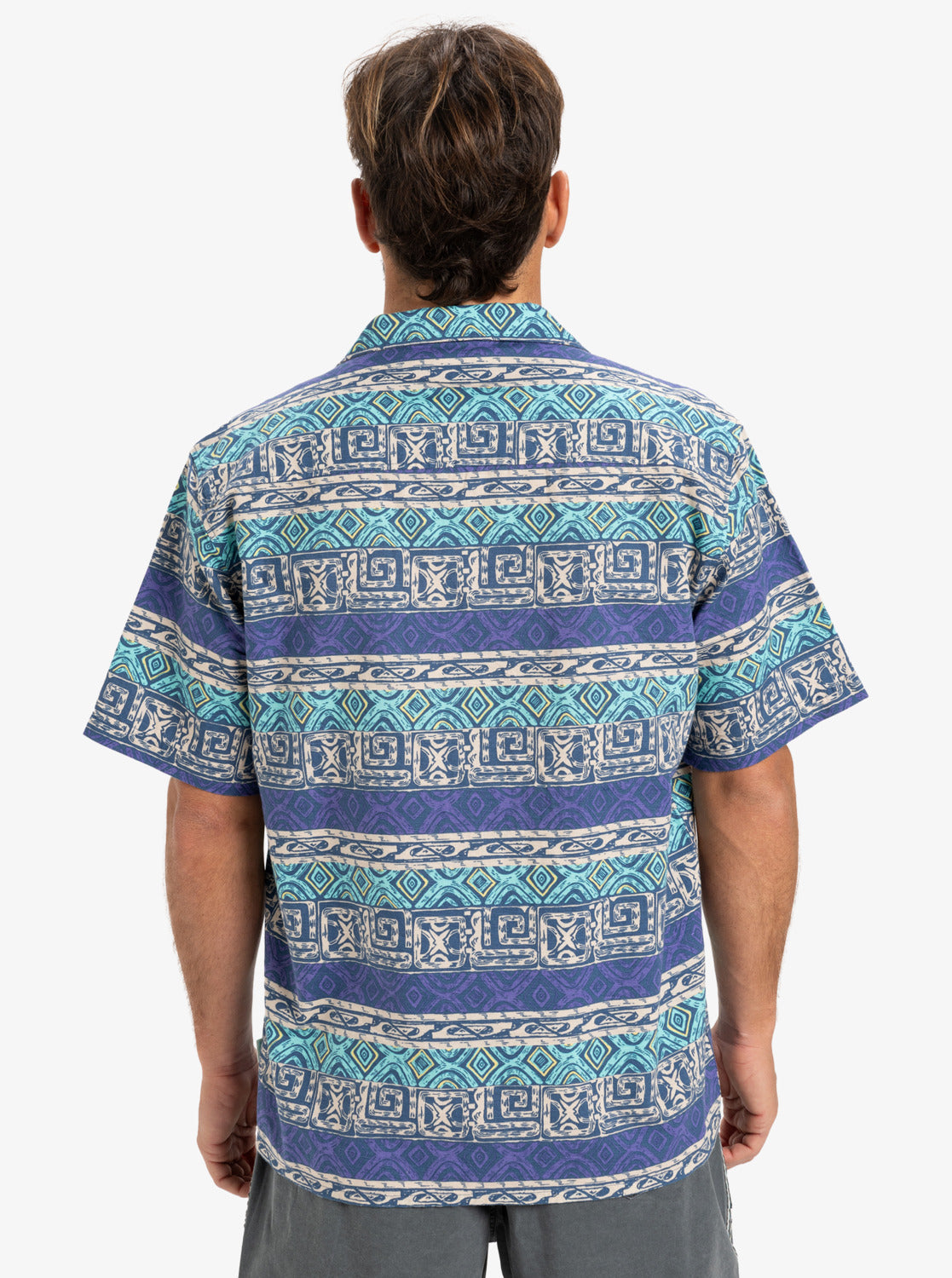 Quiksilver Mens Global Heat Short Sleeve Shirt - Aqua Sky - ManGo Surfing