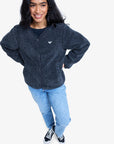 Roxy Womens Iconic Town Button Up Polar Fleece - Phantom