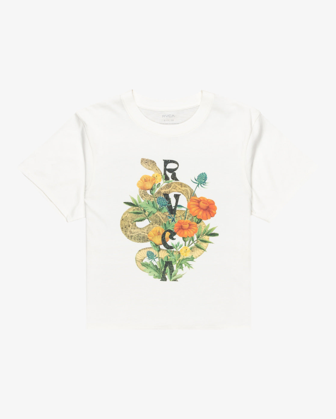 RVCA Womens Wildflower Snake T-Shirt - Salt - ManGo Surfing