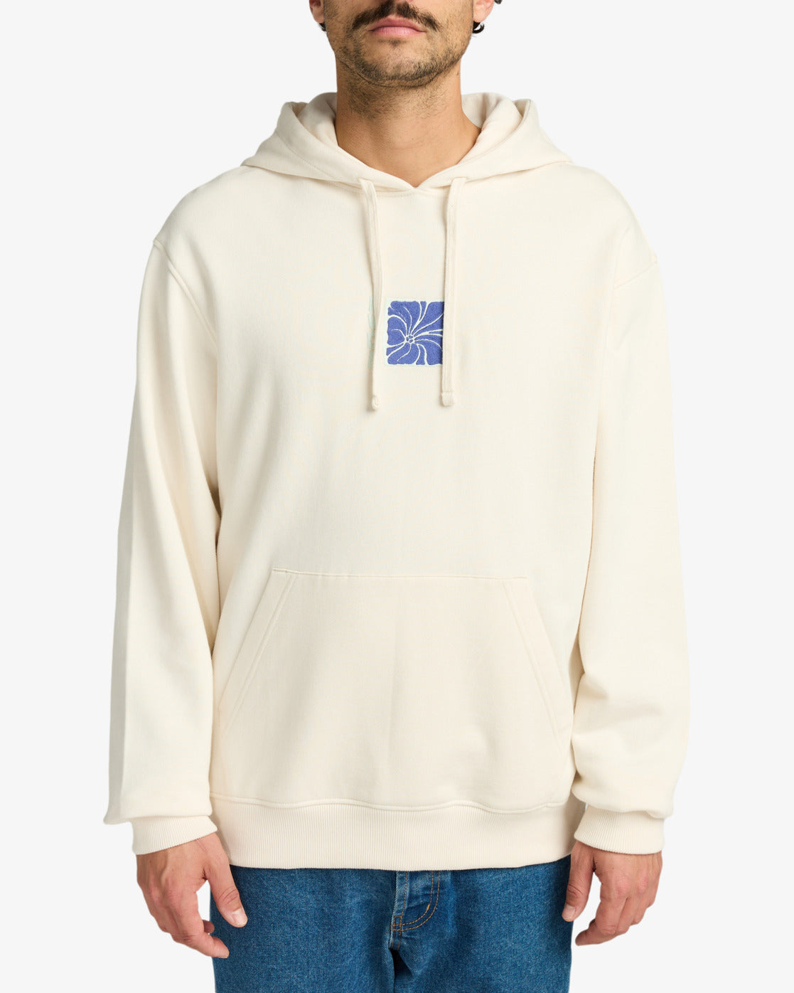 RVCA Mens Hibiscus Stamp Pullover Hoodie - Salt - ManGo Surfing