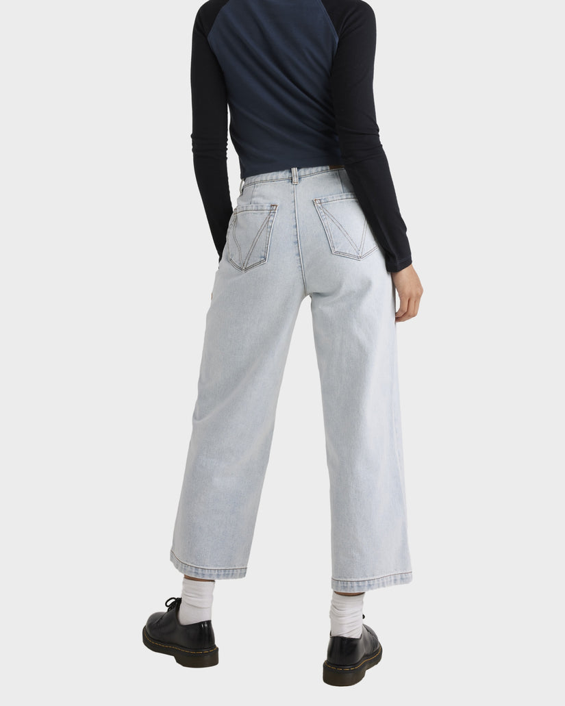 RVCA Womens Fresh Prince Denim Pants - Ash Blue - ManGo Surfing