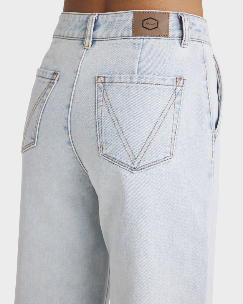RVCA Womens Fresh Prince Denim Pants - Ash Blue - ManGo Surfing