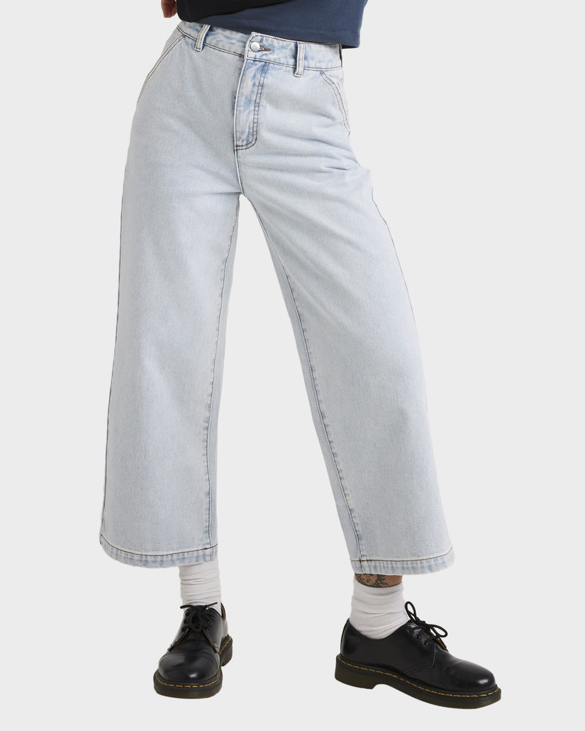 RVCA Womens Fresh Prince Denim Pants - Ash Blue - ManGo Surfing