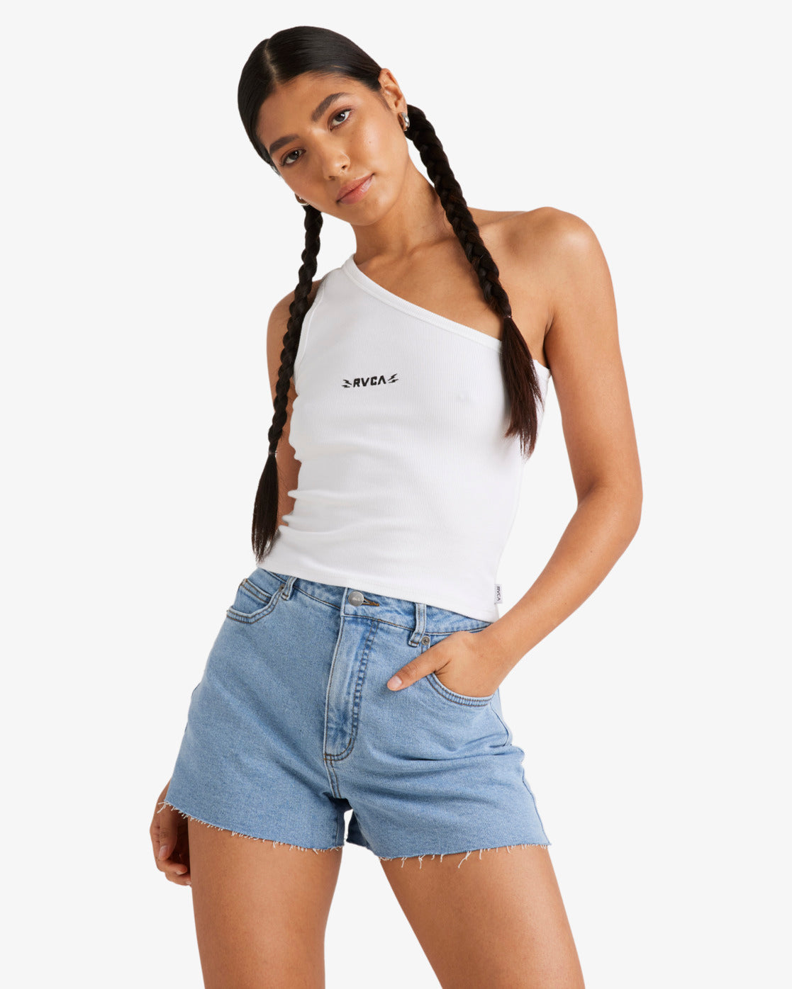 RVCA Womens Asym Asymmetric Top - White - ManGo Surfing