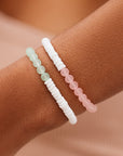 Puka Shell and Frosted Bead Stretch Bracelet / Mint Green - ManGo Surfing