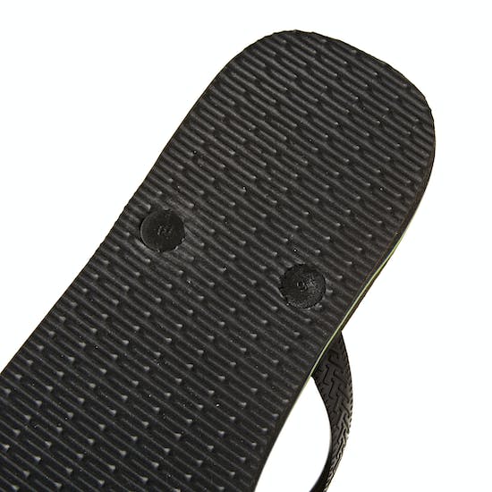 Havaianas Brasil Logo - Womens/Girls Flip Flops - Black/Black - ManGo Surfing