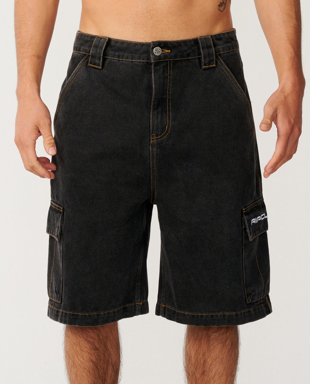 Rip Curl Mens Search Series Denim 23"Cargo Walkshorts - Washed Black