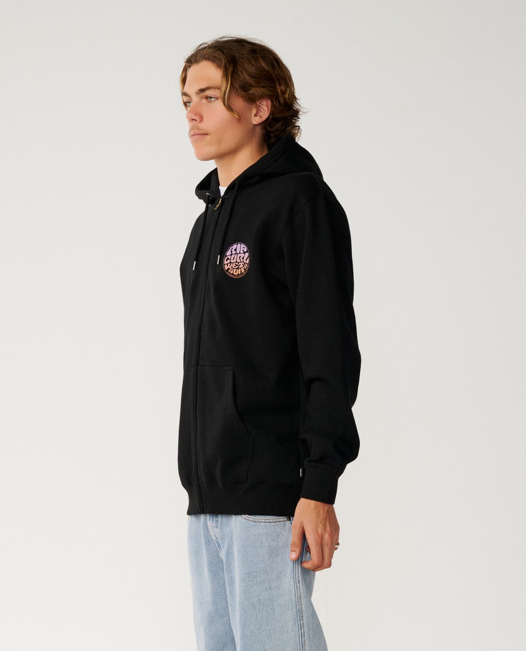 Rip Curl Mens Wettie Passage Icon Zip Thru Fleece Hoodie - Black