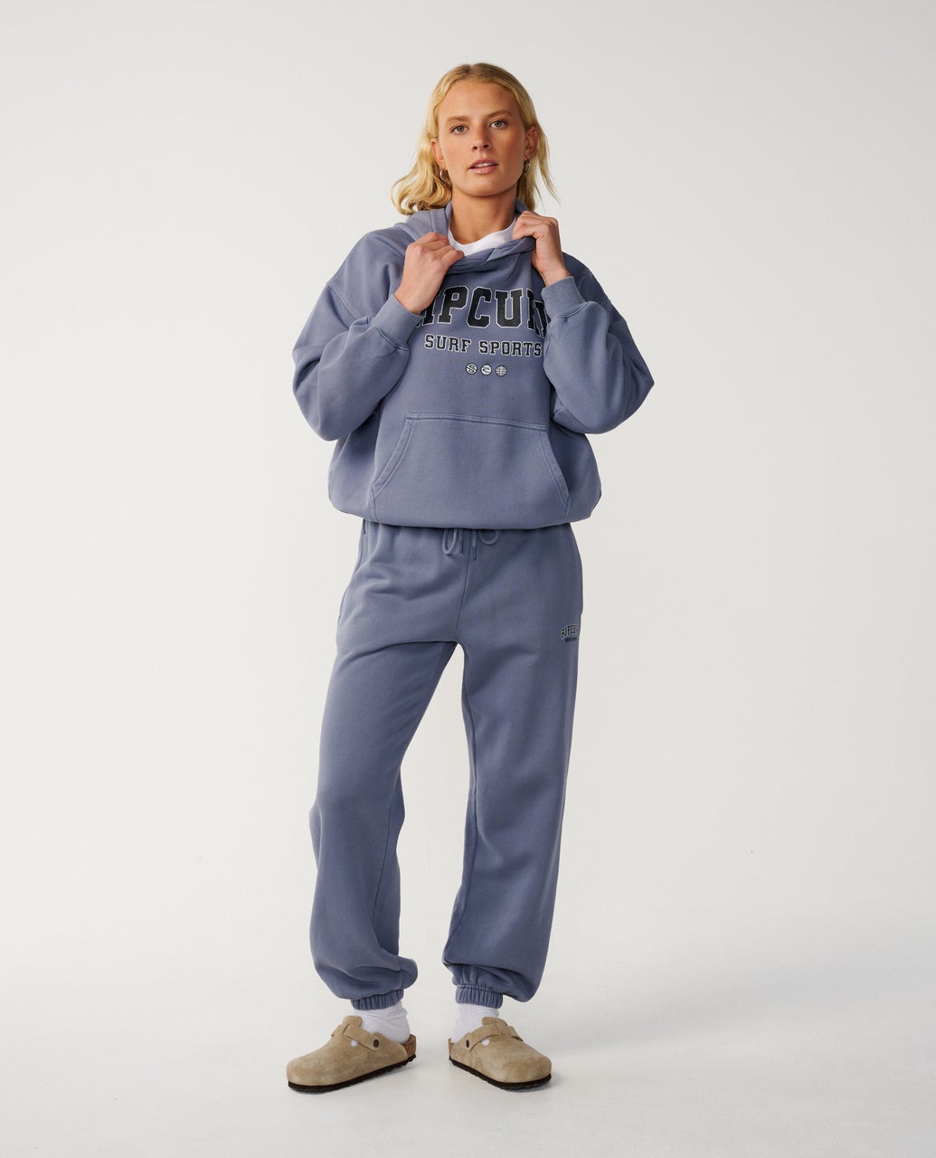 Rip Curl Womens Varsity Sports Oversize Hoodie - Blue Grey