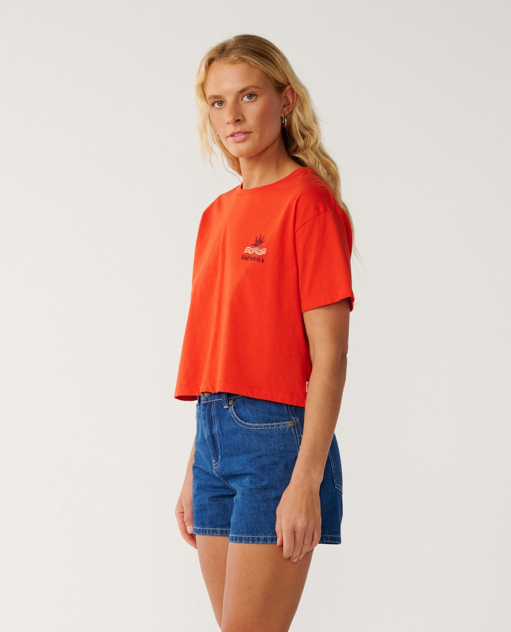 Rip Curl Womens Swell Crop T-Shirt - Red