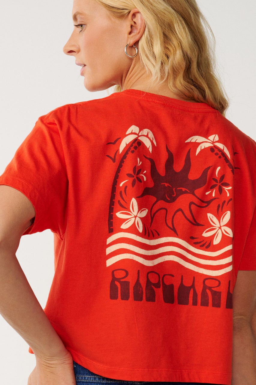 Rip Curl Womens Swell Crop T-Shirt - Red