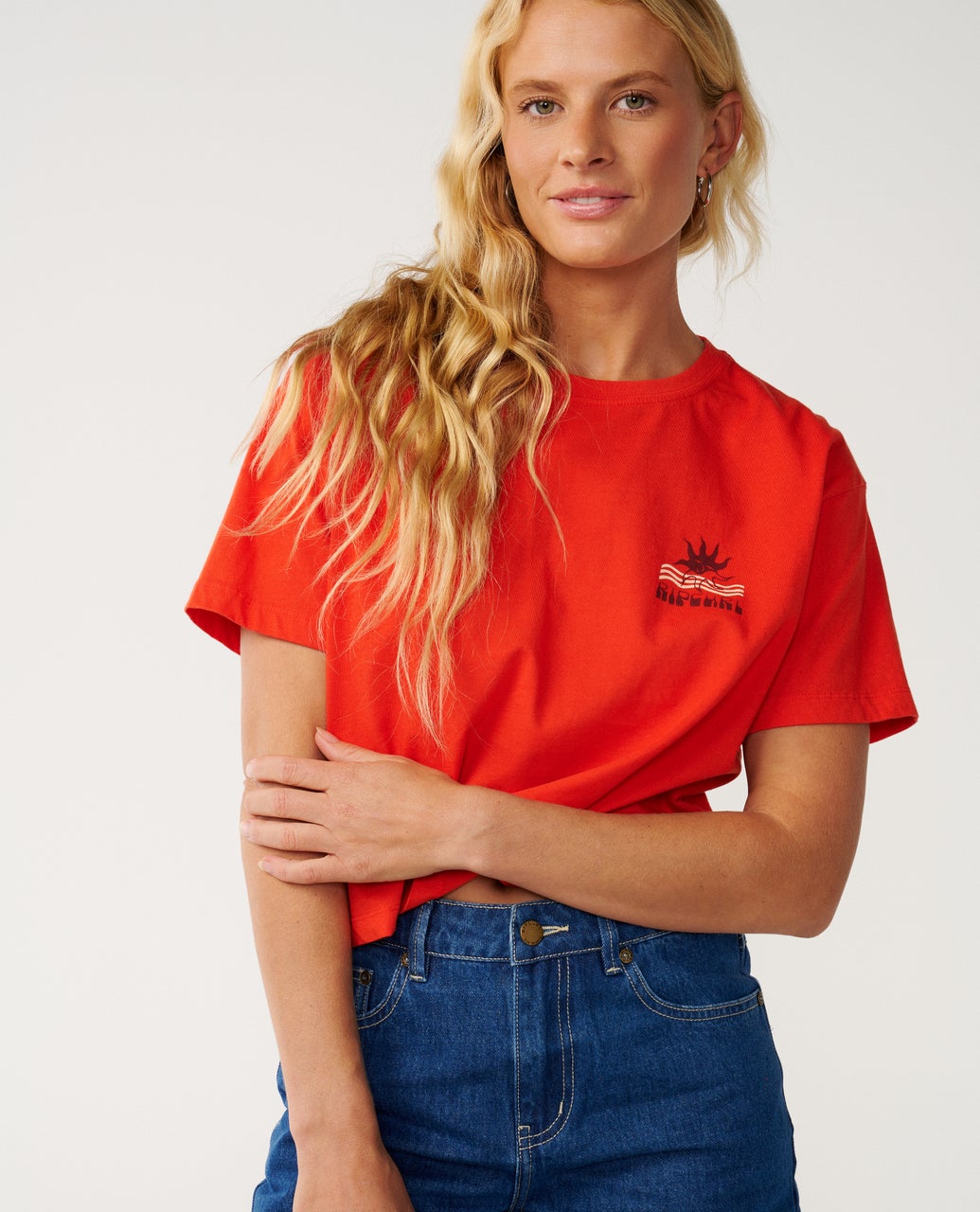 Rip Curl Womens Swell Crop T-Shirt - Red