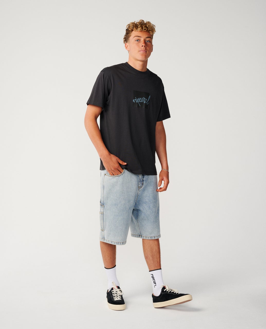 Rip Curl Mens Rip Script Icon Loose T-Shirt - Washed Black