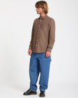 Volcom Mens Veeco Oxford Long Sleeve Shirt - Brown Stone