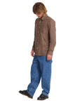 Volcom Mens Veeco Oxford Long Sleeve Shirt - Brown Stone