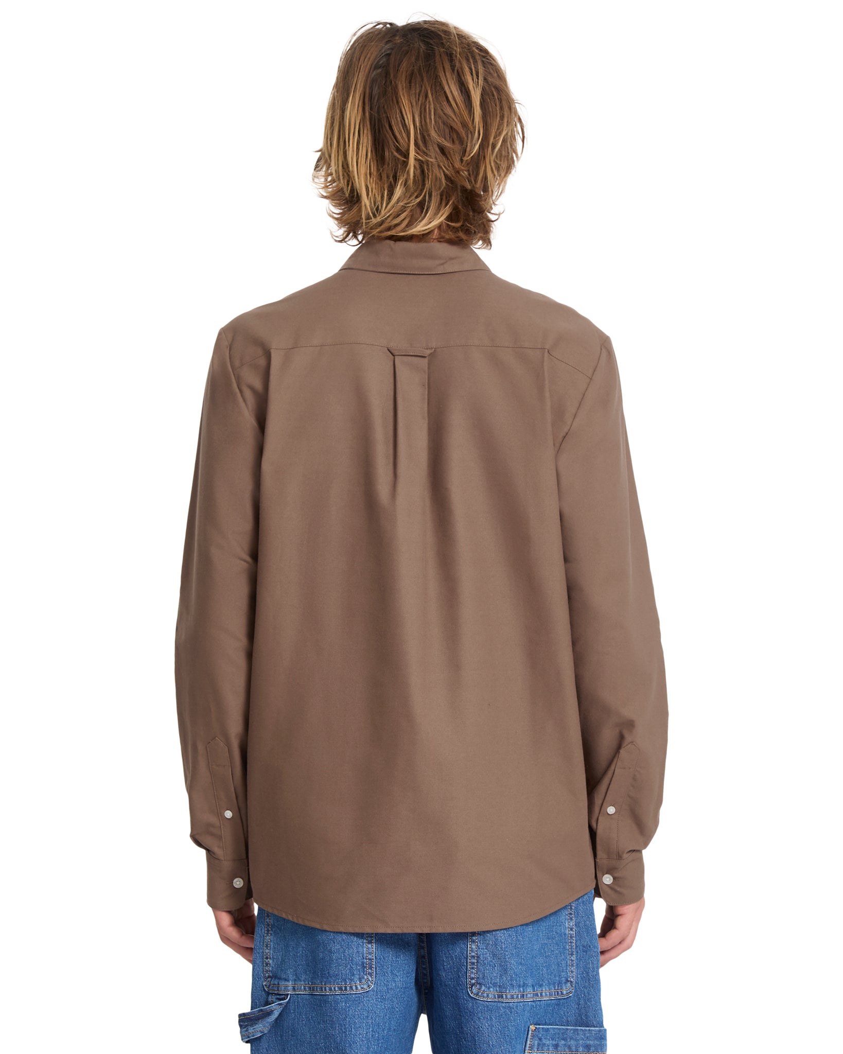 Volcom Mens Veeco Oxford Long Sleeve Shirt - Brown Stone