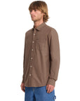 Volcom Mens Veeco Oxford Long Sleeve Shirt - Brown Stone