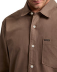 Volcom Mens Veeco Oxford Long Sleeve Shirt - Brown Stone