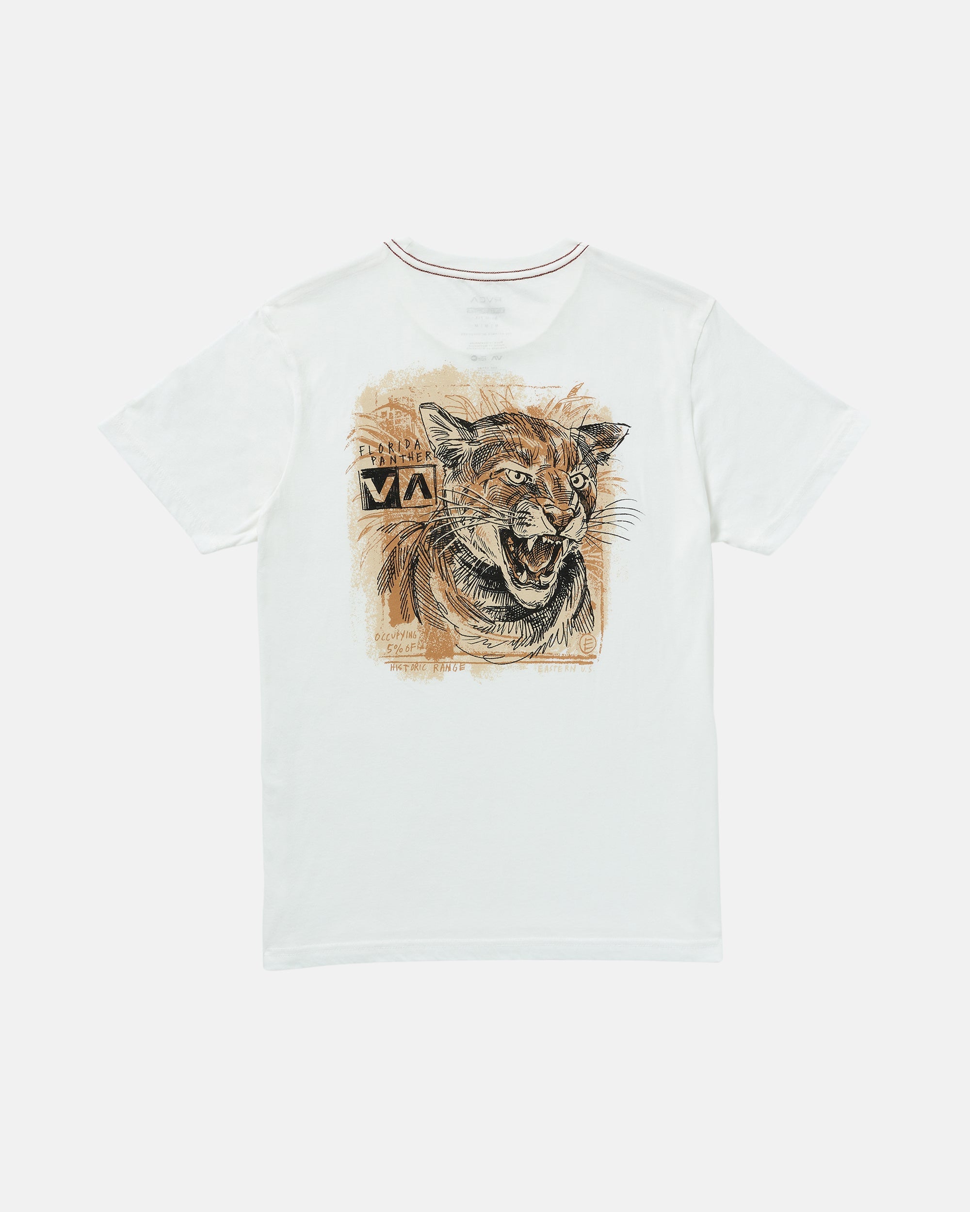 RVCA Mens Horton Panther T-Shirt - Antique White - ManGo Surfing