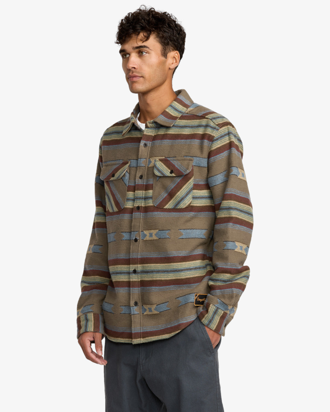 RVCA Mens Dayshift Blanket Flannel Long Sleeve Shirt - Mushroom