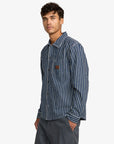 RVCA Mens Dayshift Hickory Long Sleeve Overshirt - Dark Denim
