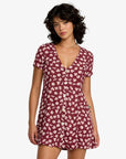 RVCA Womens Understated Buttoned Dress - Cranberry