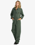 RVCA Womens Dayshift Boiler Suit Jumpsuit - Fir Green