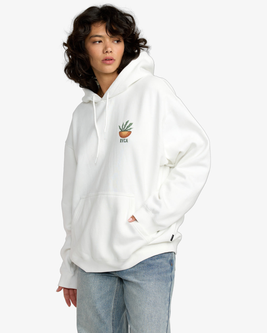 RVCA Womens Baggie BF Hoodie - Vintage White