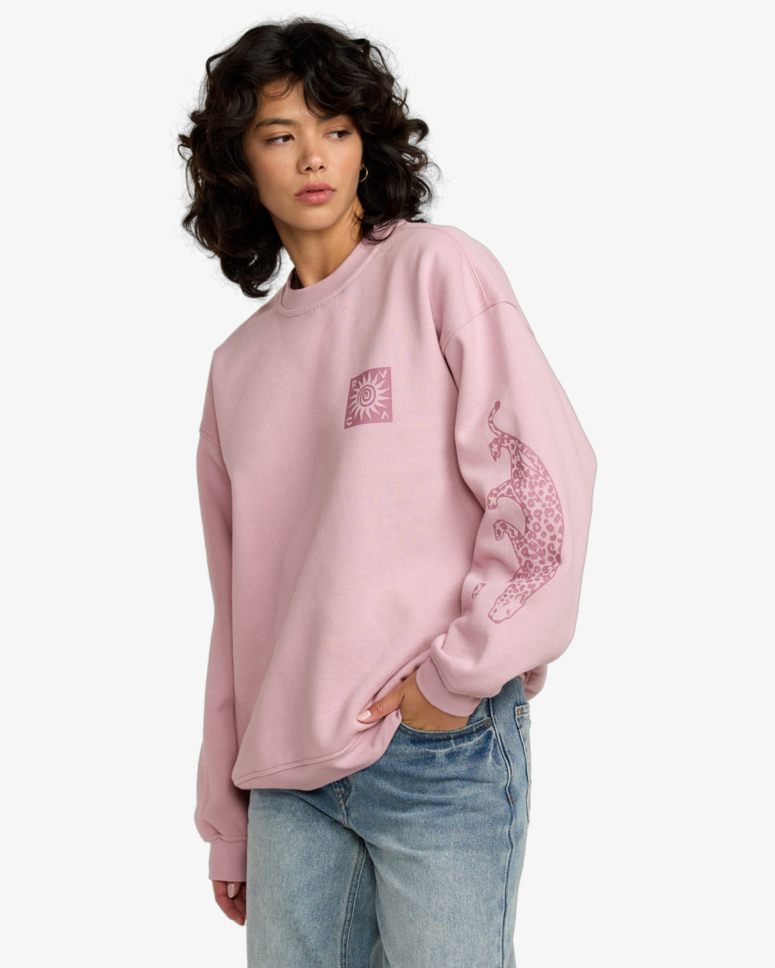 RVCA Womens Baggiefriend Sweatshirt - Lush Lilac - ManGo Surfing