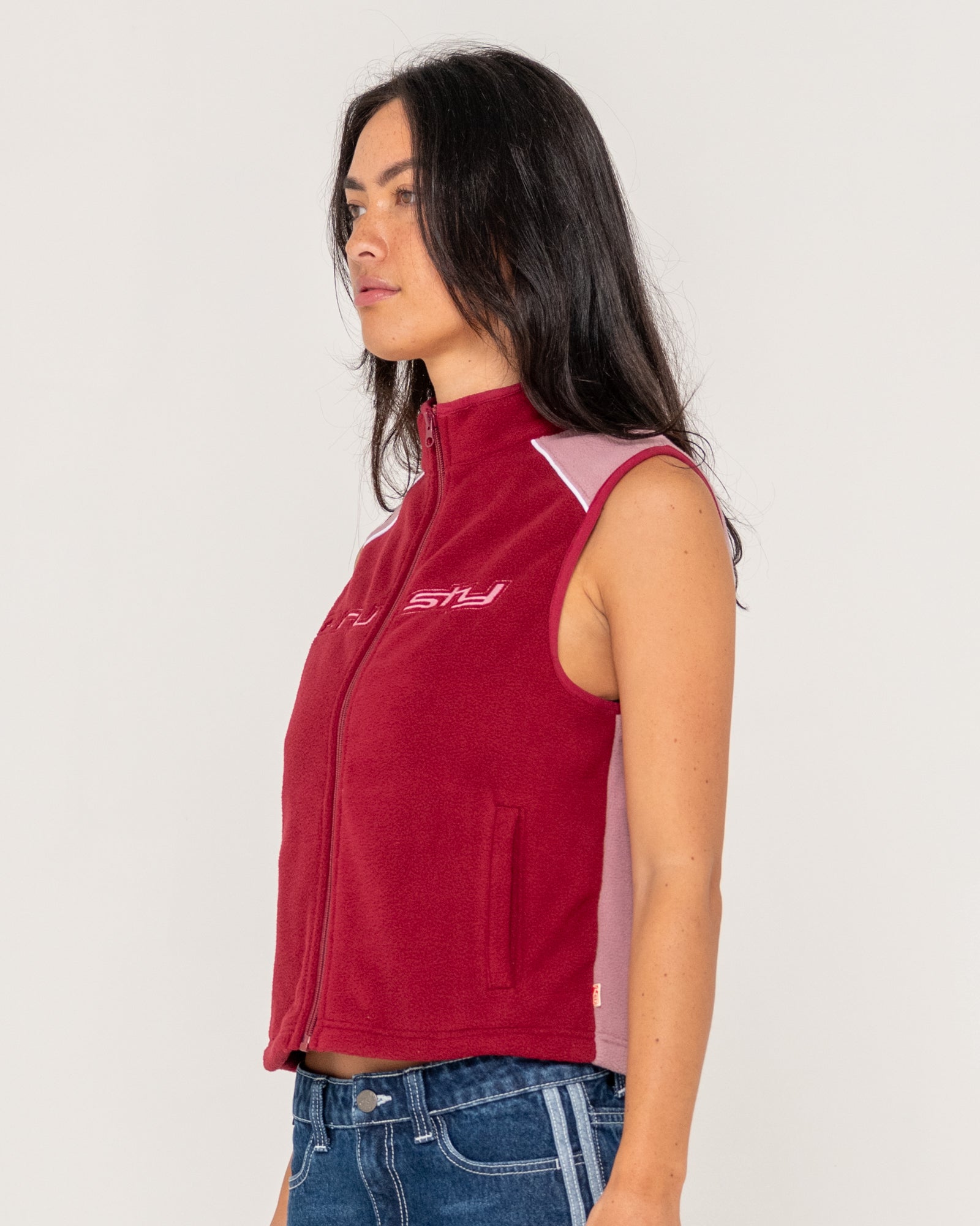 Rusty Womens Mr Cool Polar Fleece Vest - Cranberry