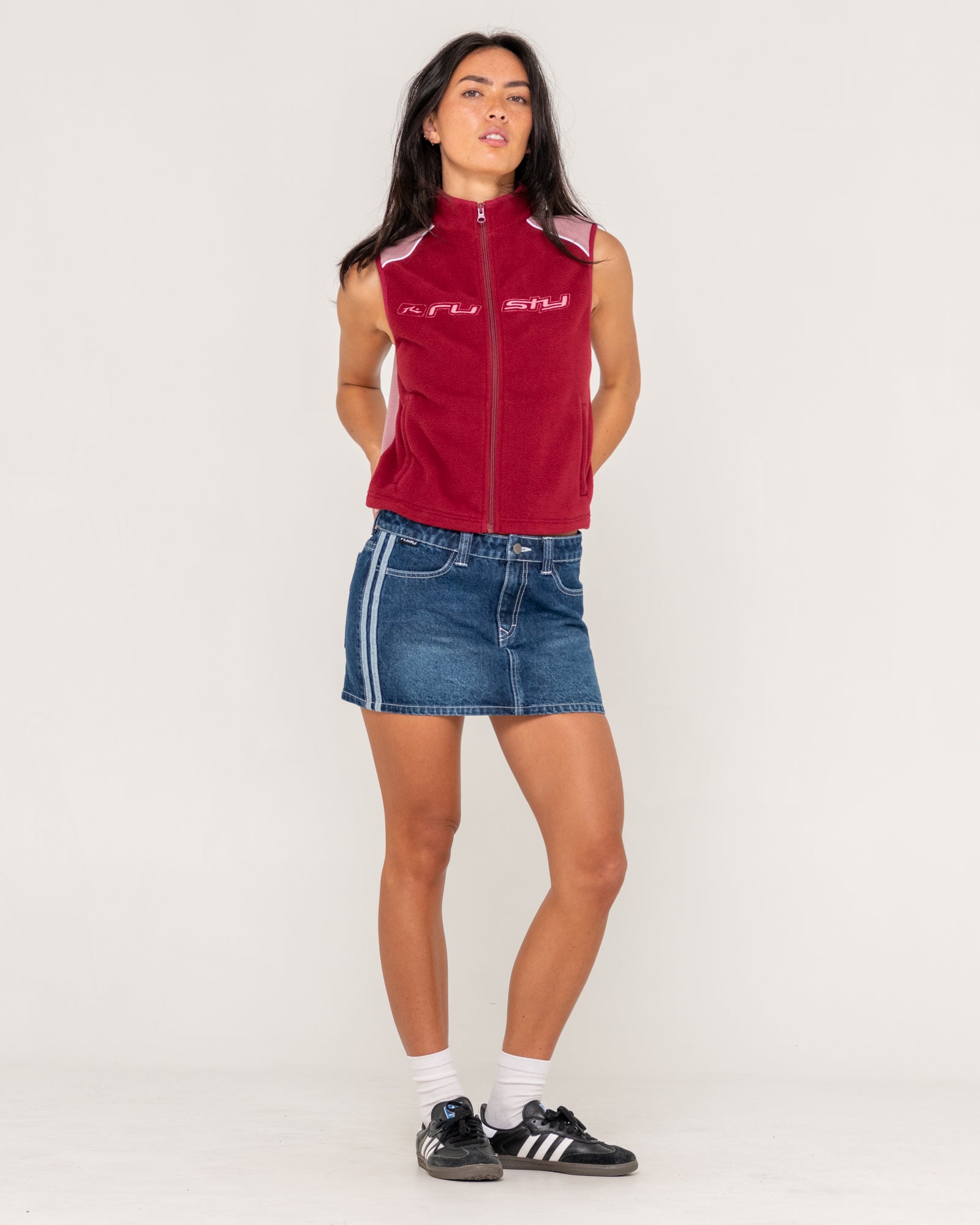 Rusty Womens Mr Cool Polar Fleece Vest - Cranberry