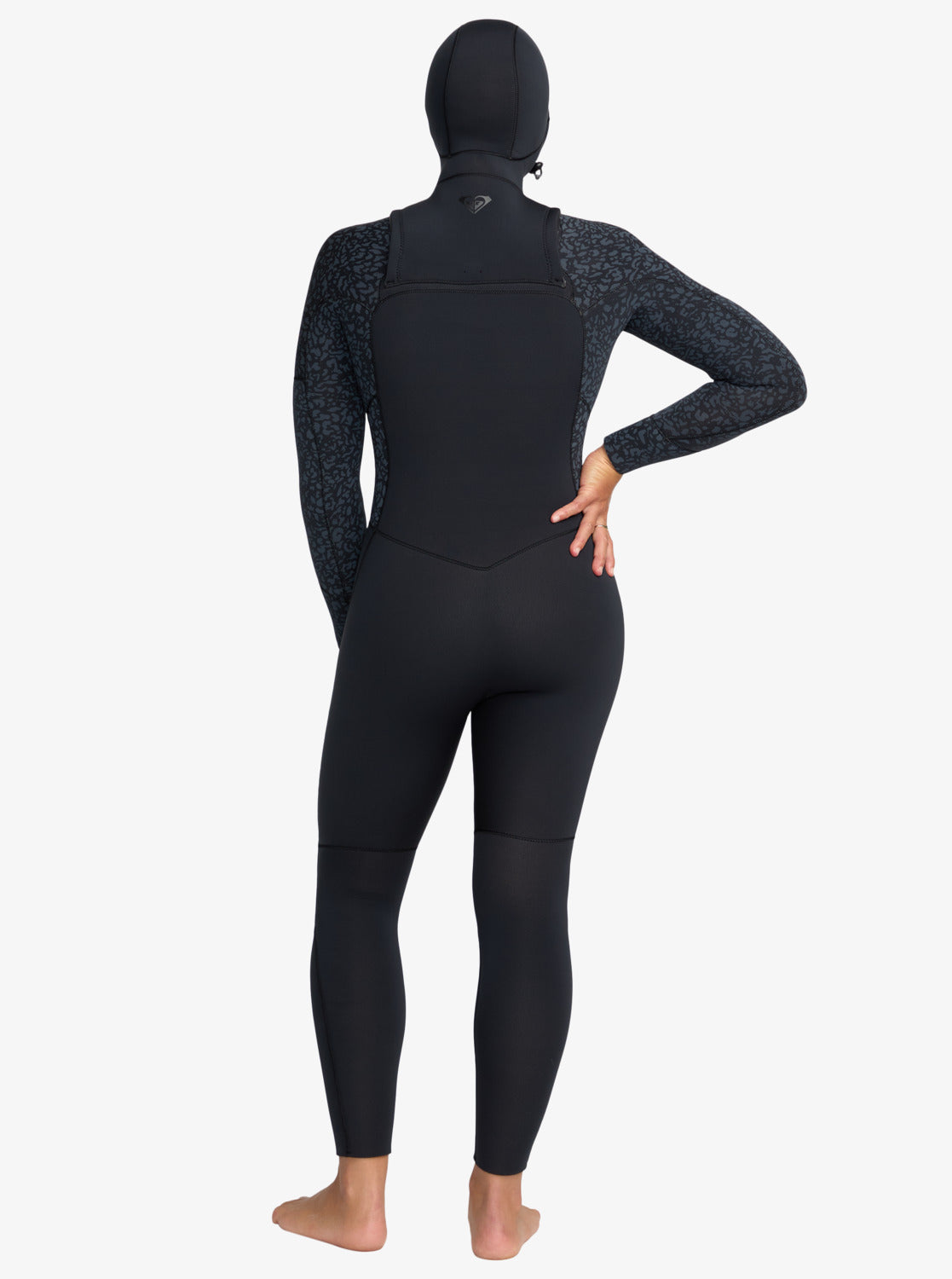 Roxy Womens 5/4 Swell Natural Hooded Chest Zip Wetsuit - Animal Print