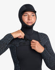 Roxy Womens 5/4 Swell Natural Hooded Chest Zip Wetsuit - Animal Print
