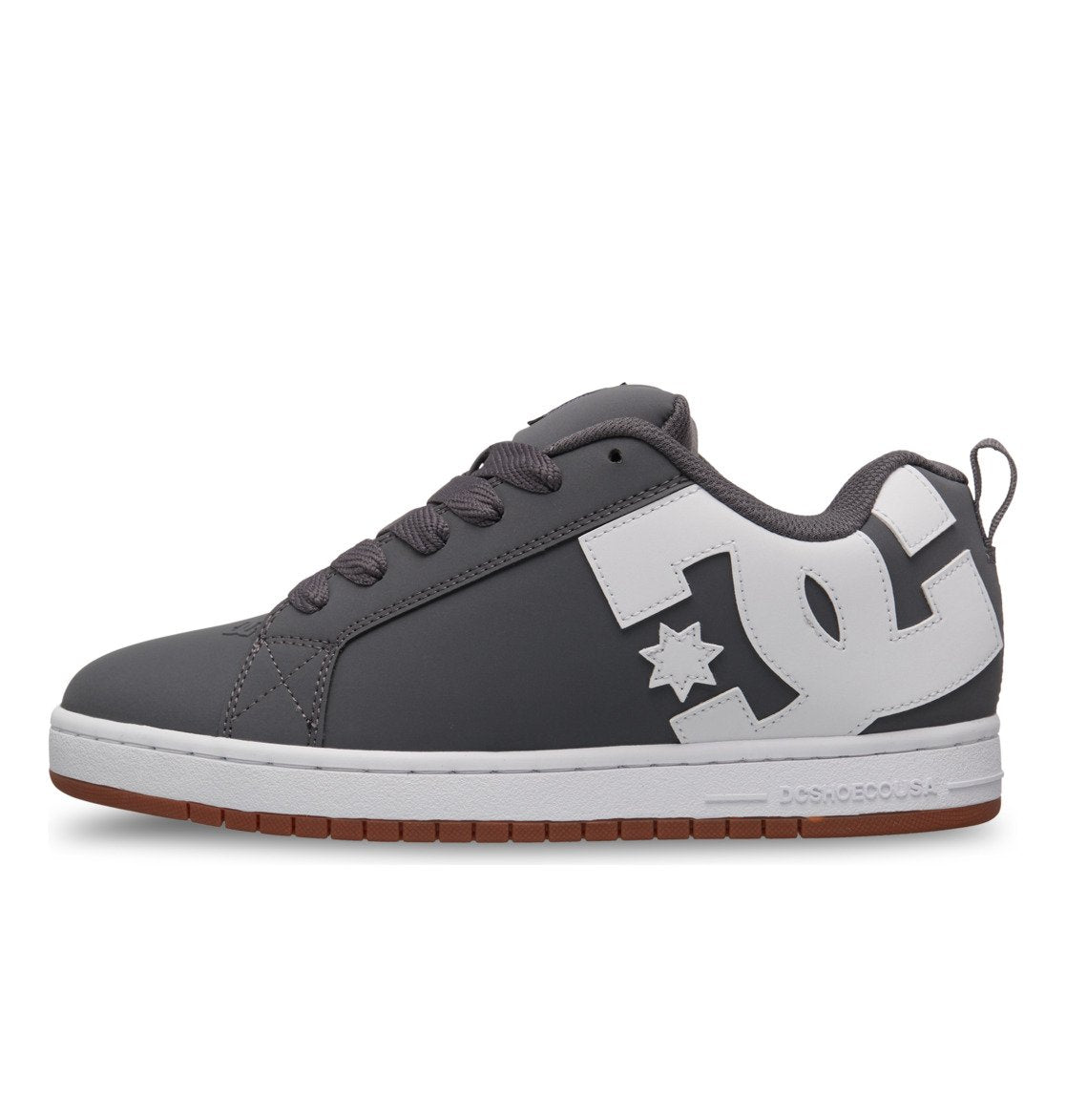 DC Shoes Mens Court Graffik Leather Shoes - Grey/White - ManGo Surfing