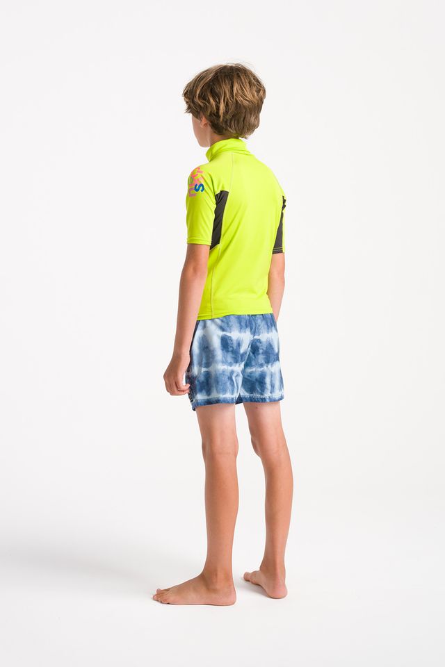 C-Skins Kids NuWave Rash X Junior Short Sleeve Vest - Lime/Anthracite/Multi - ManGo Surfing