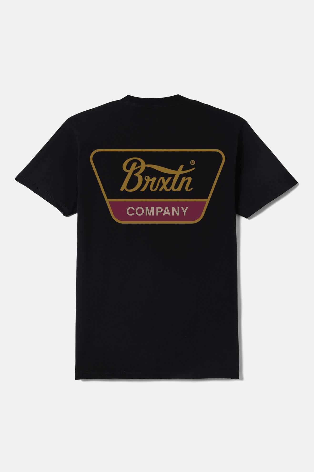 Brixton Linwood Standard T-Shirt - Black/Metal Bronze/Red Mahogany