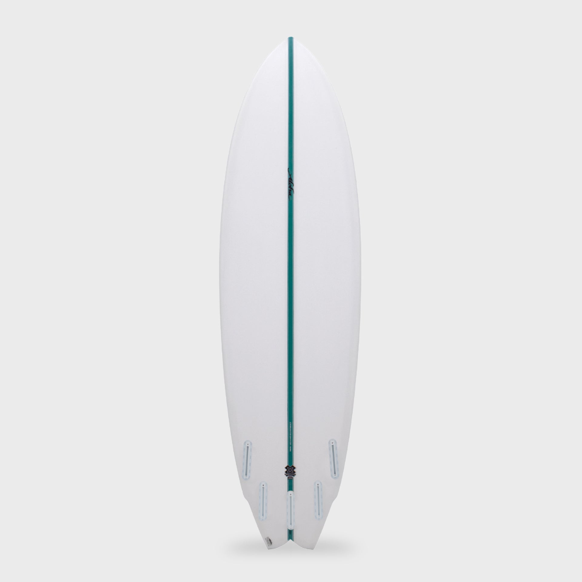 6&#39;6 Aloha S Flyer 5F (Future) Surfboard - Shadow Force - Clear/Aqua Stringer - ManGo Surfing