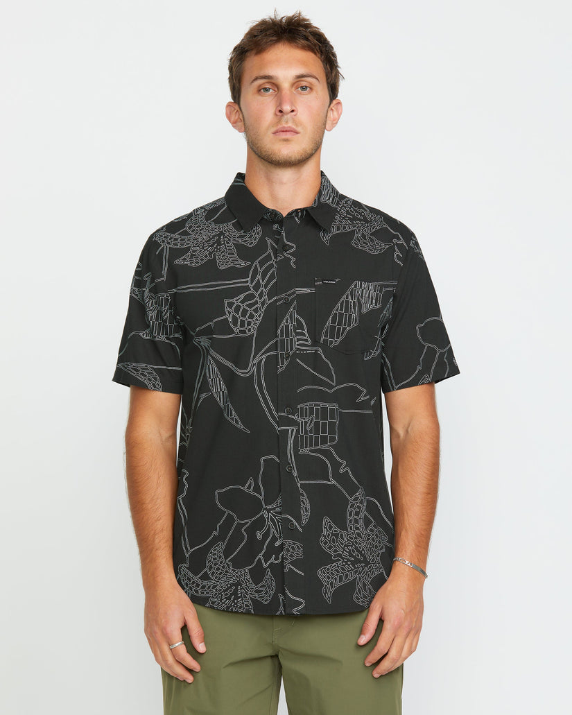 Volcom Mens CAD Floral Short Sleeve Shirt - Stealth