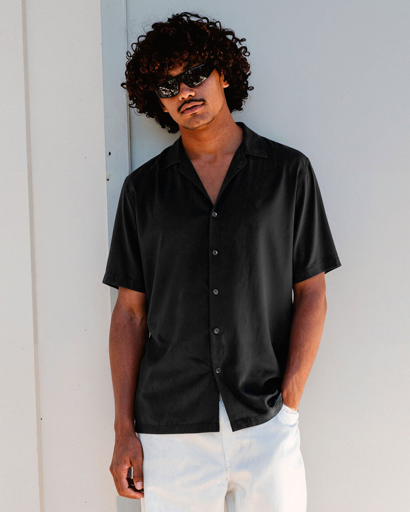 Volcom Mens Single Stone Short Sleeve Shirt - Gloss Black