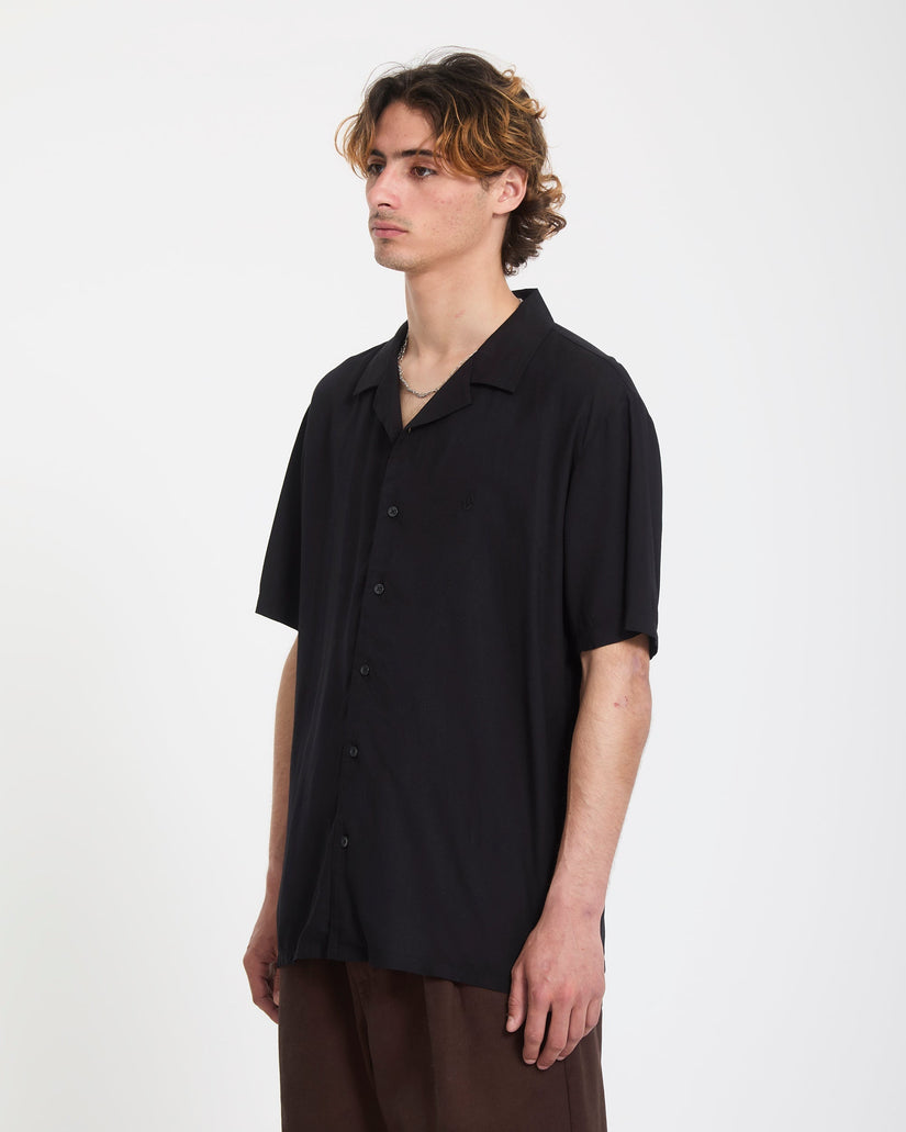 Volcom Mens Single Stone Short Sleeve Shirt - Gloss Black