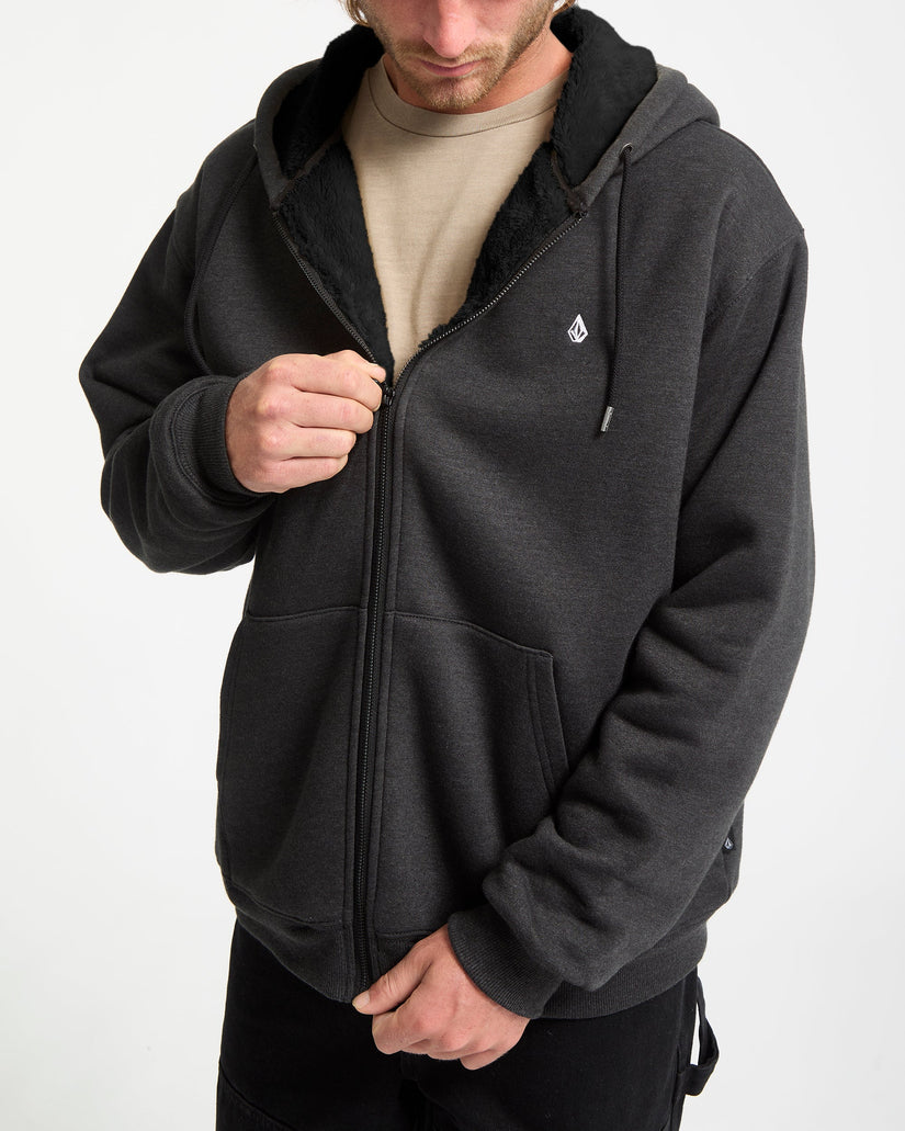 Volcom Mens Single Stone Lined Zip Hoodie - Heather Black