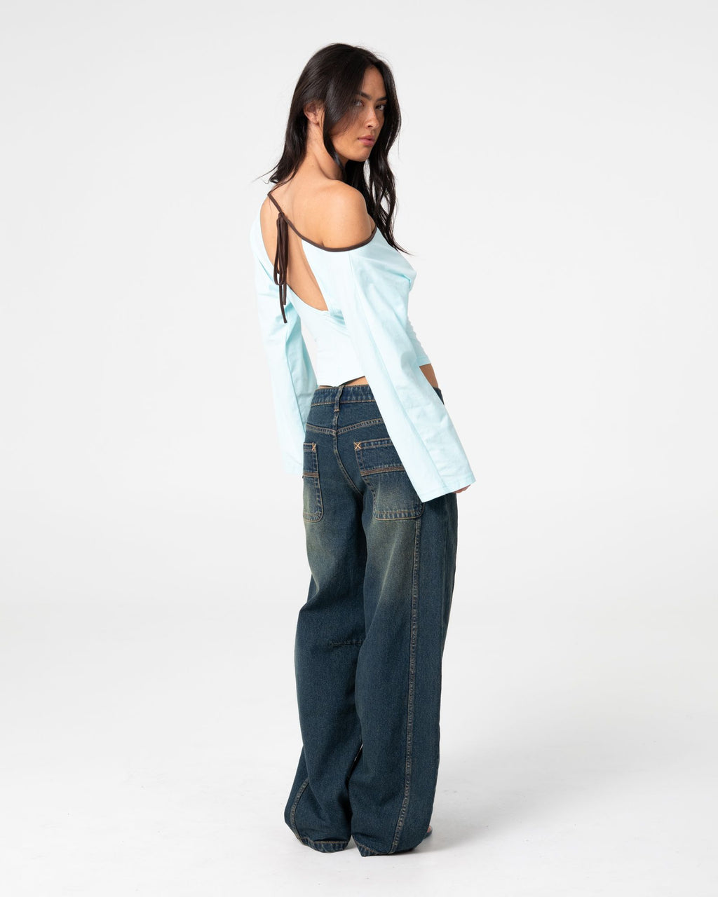 Rusty Womens Yuno Reverse Long Sleeve Slouch Top - Powder Aqua