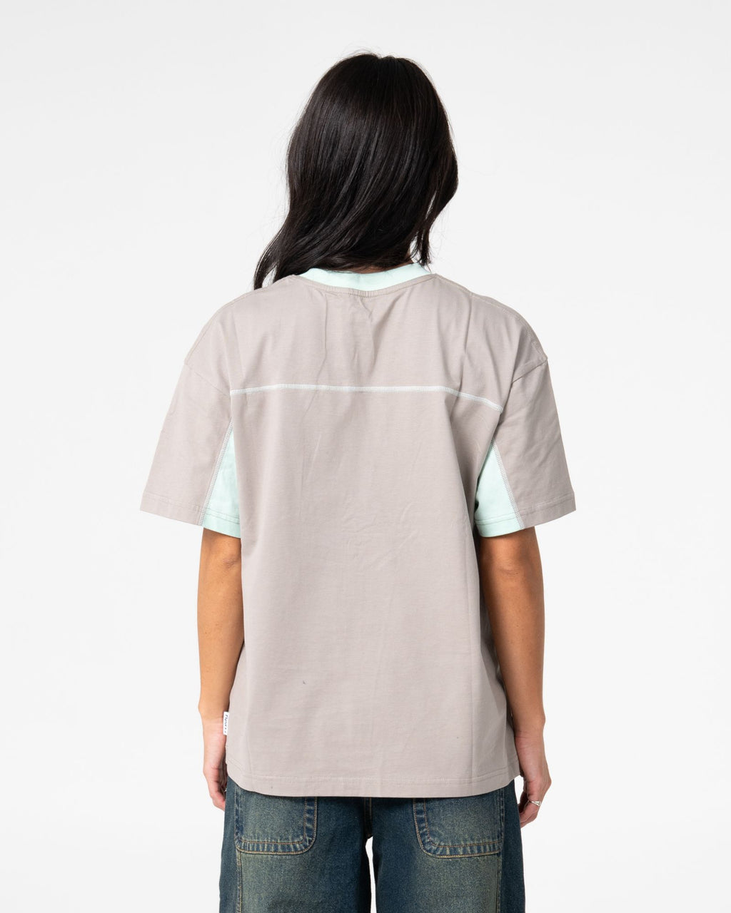 Rusty Womens Cyberwaves Oversize Short Sleeve T-Shirt - Grey/Mint