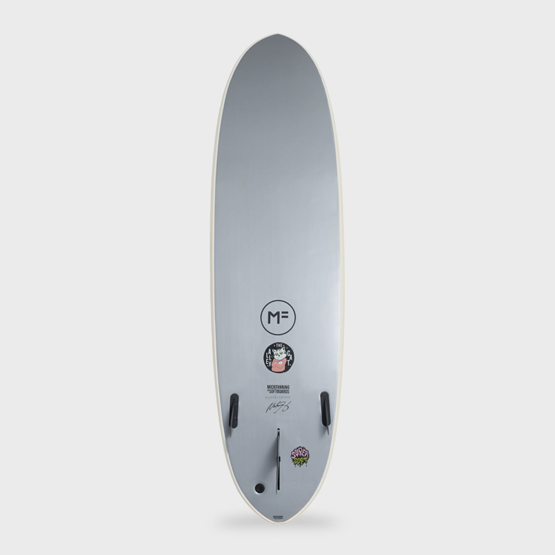 Alley Cat Super Soft - Softboard - 7&#39;0, 7&#39;6 and 8&#39;0 - White/Grey - ManGo Surfing