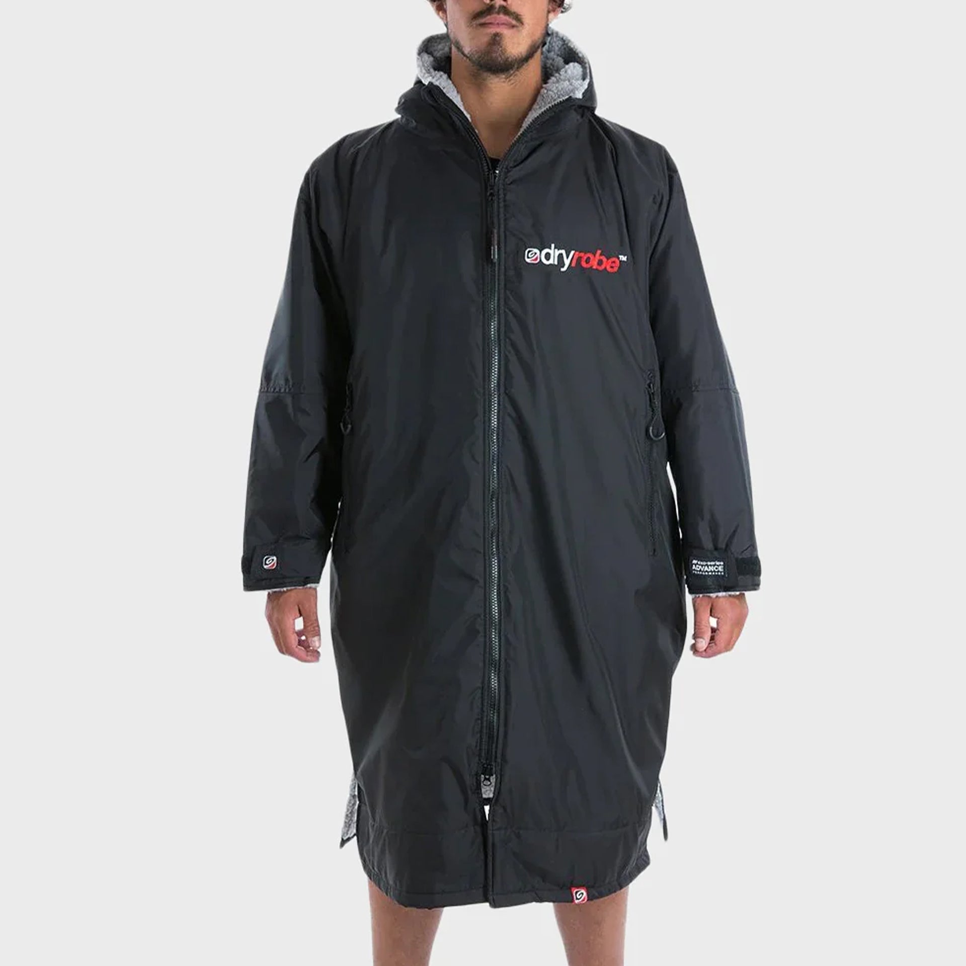 Adults Dryrobe - Advance Long Sleeve Dryrobe - Black/Grey - ManGo Surfing